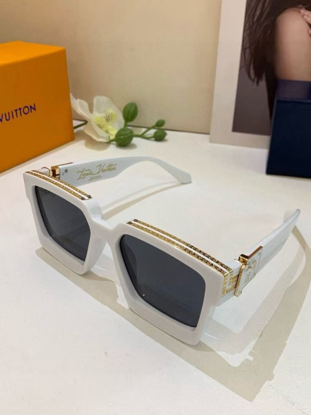 Louis Vuitton White Oversized Square Sunglasses